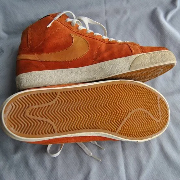 Nike Skate Board Orange High Top Shoes w/ Orange Swoosh Size: 12