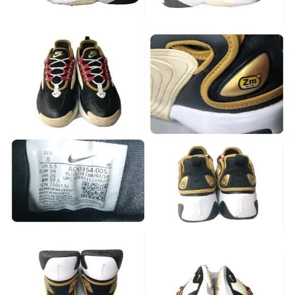 Nike Zoom 2K Women's Casual Shoes Black/Metallic Gold AO0354-005 Size 8 Medium