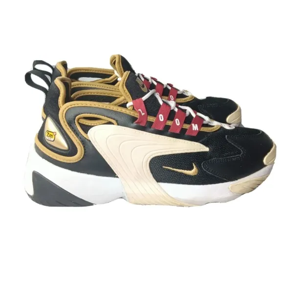 Nike Zoom 2K Women's Casual Shoes Black/Metallic Gold AO0354-005 Size 8 Medium