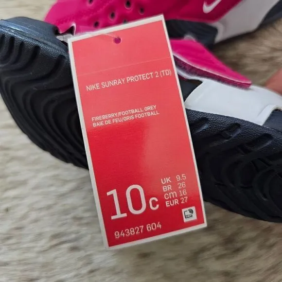 Nike Sunray Protect 2 Toddler Girls Sandals in Pink Size 10 NEW