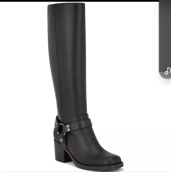 Nine West Koop 3 women's size 5.5M Faux Leather tall knee-high boots NIB Black