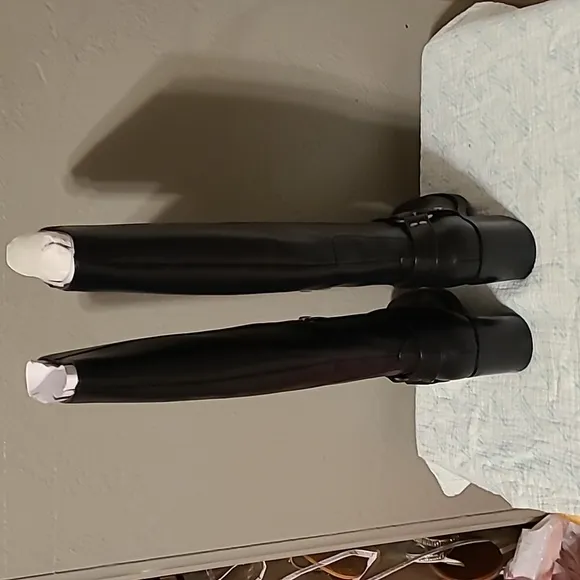 Nine West Koop 3 women's size 5.5M Faux Leather tall knee-high boots NIB Black