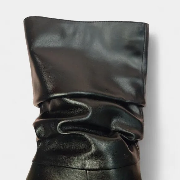 Nine West Tasta Mid Calf Dress Boots Black 7M Slouch Stiletto High Heel NWB