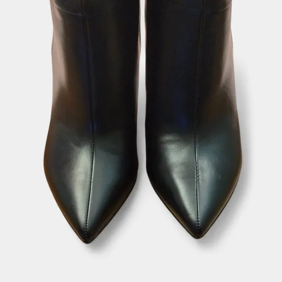 Nine West Tasta Mid Calf Dress Boots Black 7M Slouch Stiletto High Heel NWB