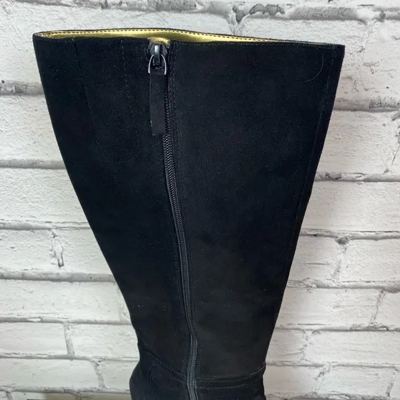 Nine West Womens Tall Black Suede Califa Heeled Boots Size 9 EUC Stiletto Boots