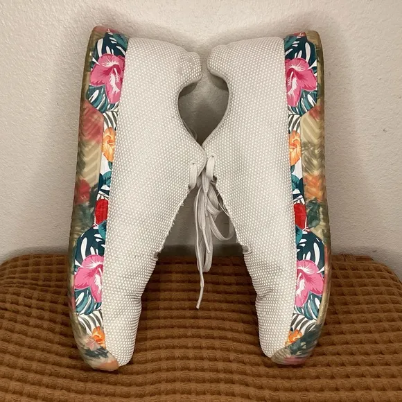 NoBull Mens Size 13.5 Trainer Shoes White Floral Sole Lace Up Training Sneakers‎