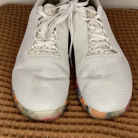 NoBull Mens Size 13.5 Trainer Shoes White Floral Sole Lace Up Training Sneakers‎