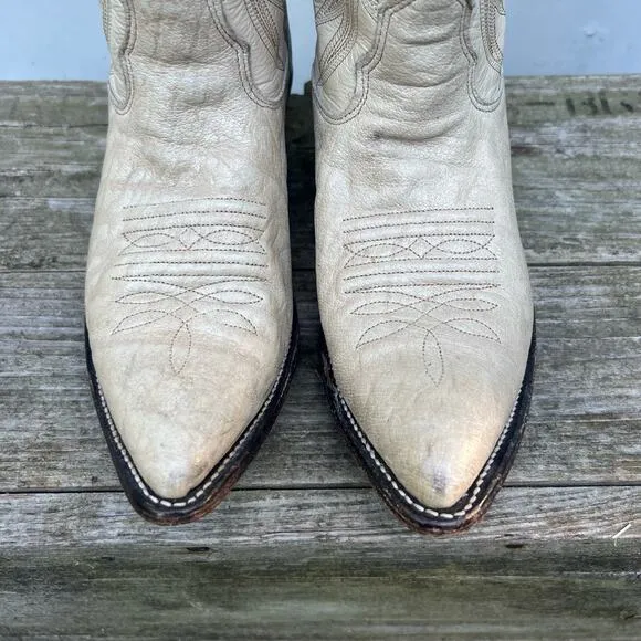 Nocona Boots Cowgirl Beige Cream Marbled Point Toe Western Style 76133 Size 6C