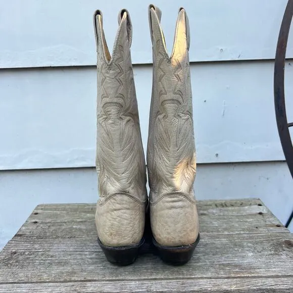 Nocona Boots Cowgirl Beige Cream Marbled Point Toe Western Style 76133 Size 6C