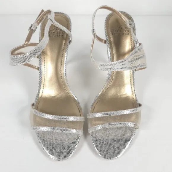 NWB BELLE BADGLEY MISCHKA NOVA SILMET Heel Sandals Stunning Silver NB1140 Sz 6