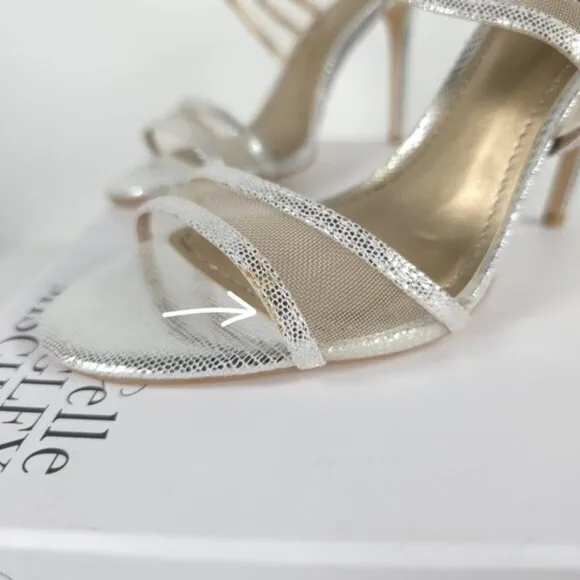 NWB BELLE BADGLEY MISCHKA NOVA SILMET Heel Sandals Stunning Silver NB1140 Sz 6