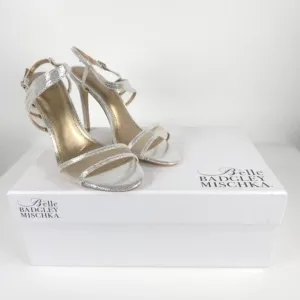 NWB BELLE BADGLEY MISCHKA NOVA SILMET Heel Sandals Stunning Silver NB1140 Sz 6