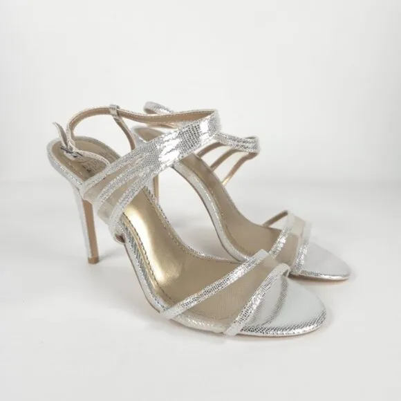 NWB BELLE BADGLEY MISCHKA NOVA SILMET Heel Sandals Stunning Silver NB1140 Sz 6