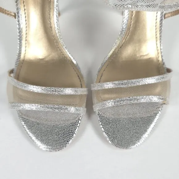 NWB BELLE BADGLEY MISCHKA NOVA SILMET Heel Sandals Stunning Silver NB1140 Sz 6