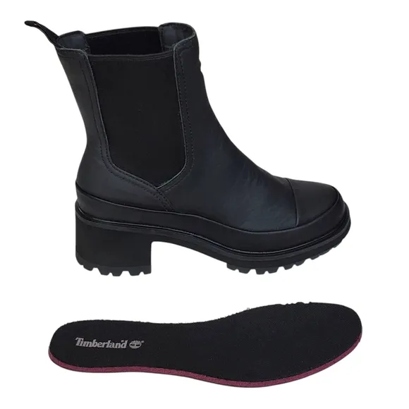 NWB Timberland Kori Park 2.0 Chelsea boots black leather pull on block heel
