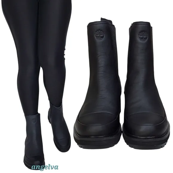 NWB Timberland Kori Park 2.0 Chelsea boots black leather pull on block heel