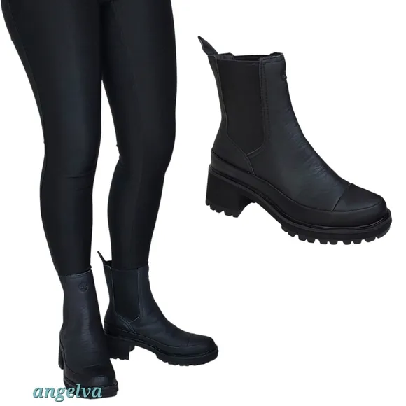 NWB Timberland Kori Park 2.0 Chelsea boots black leather pull on block heel