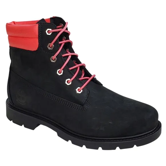 NWB Timberland Linden woods 6 in waterproof lace up boots nubuck black pink