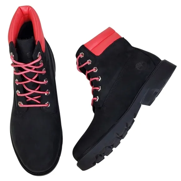 NWB Timberland Linden woods 6 in waterproof lace up boots nubuck black pink