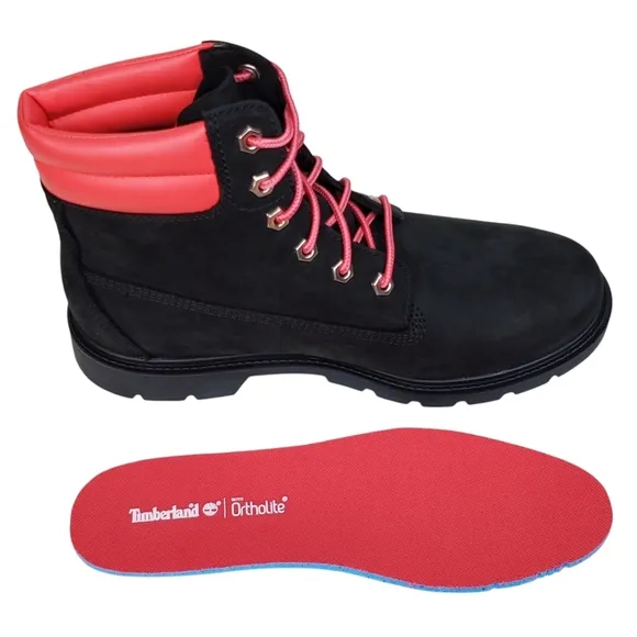 NWB Timberland Linden woods 6 in waterproof lace up boots nubuck black pink