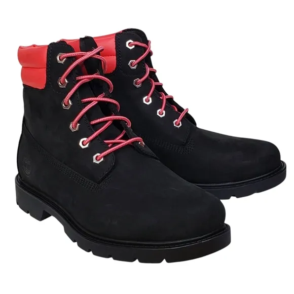 NWB Timberland Linden woods 6 in waterproof lace up boots nubuck black pink
