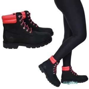 NWB Timberland Linden woods 6 in waterproof lace up boots nubuck black pink