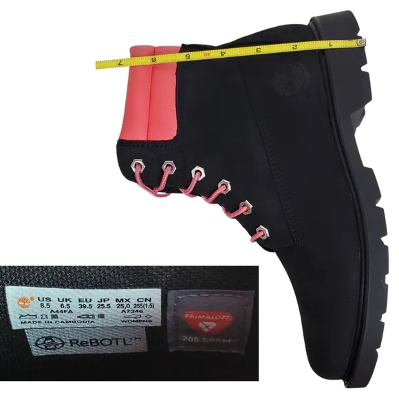 NWB Timberland Linden woods 6 in waterproof lace up boots nubuck black pink