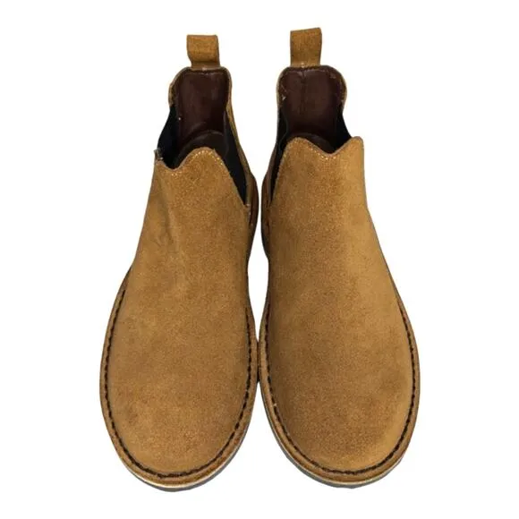 NWOB Veldskoen Unisex Chelsea Safari Black Sole Pull On Camel Suede Ankle Boot