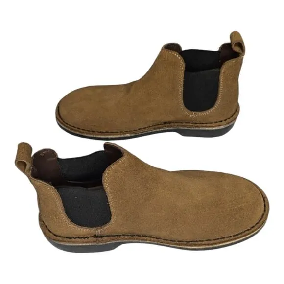 NWOB Veldskoen Unisex Chelsea Safari Black Sole Pull On Camel Suede Ankle Boot