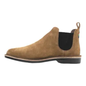 NWOB Veldskoen Unisex Chelsea Safari Black Sole Pull On Camel Suede Ankle Boot