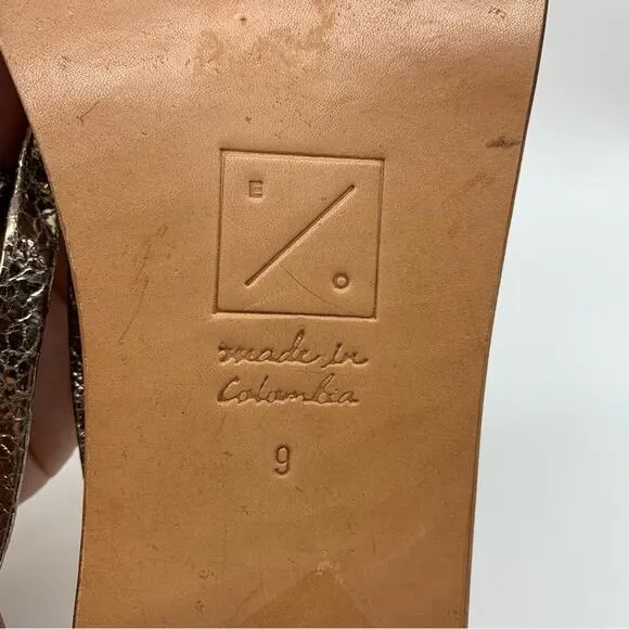 NWOT Anthro Either/Or The Dress Champagne Buckle Ankle Gladiator Sandals Size 9