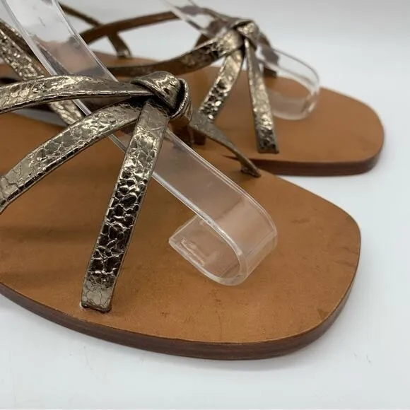 NWOT Anthro Either/Or The Dress Champagne Buckle Ankle Gladiator Sandals Size 9