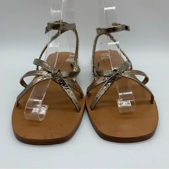 NWOT Anthro Either/Or The Dress Champagne Buckle Ankle Gladiator Sandals Size 9