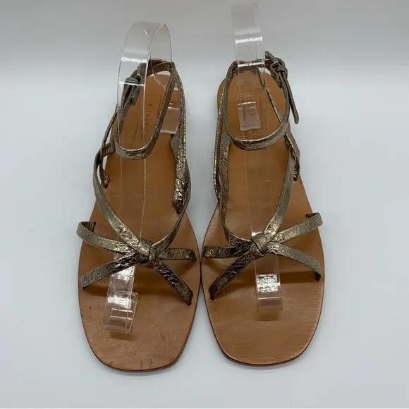 NWOT Anthro Either/Or The Dress Champagne Buckle Ankle Gladiator Sandals Size 9
