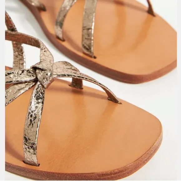 NWOT Anthro Either/Or The Dress Champagne Buckle Ankle Gladiator Sandals Size 9