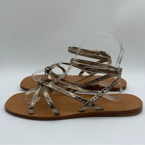 NWOT Anthro Either/Or The Dress Champagne Buckle Ankle Gladiator Sandals Size 9