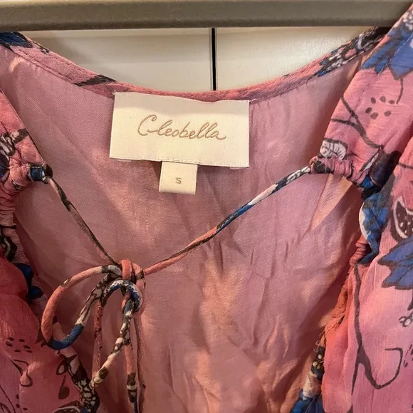 NWOT Cleobella Elena Maxi Dress in Lotus Print Size S Cold Shoulder Sleeves