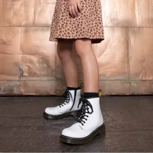 NWOT [Dr. Martens] 1460 Junior White Leather Lace-Up Classic Boots Youth Size 3