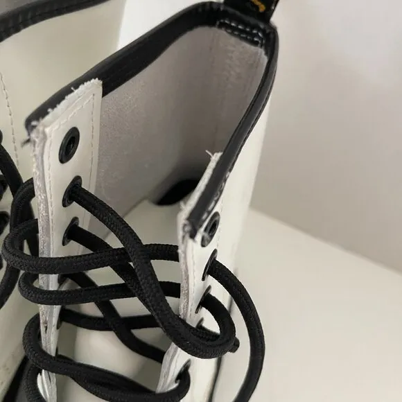 NWOT Dr. Martens 1460 White Women's Leather Lace Up Boots