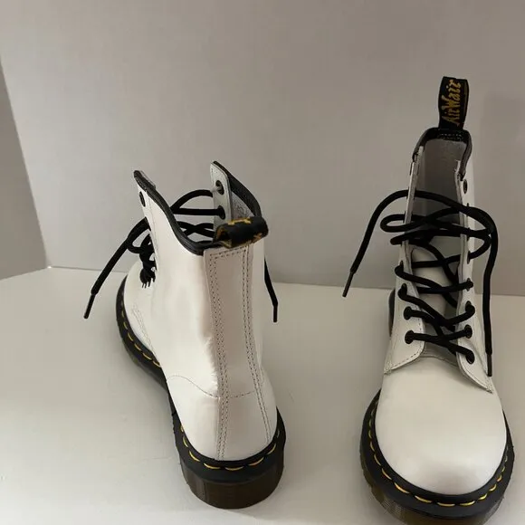 NWOT Dr. Martens 1460 White Women's Leather Lace Up Boots