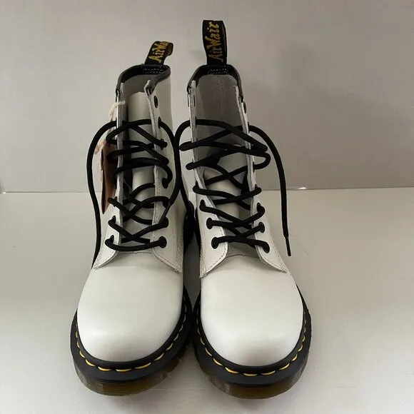 NWOT Dr. Martens 1460 White Women's Leather Lace Up Boots