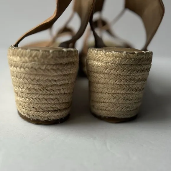 NWOT Eileen Fisher Tan Brown Leather Strappy Wedge Platform Heel Sandals sz: 11
