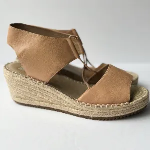 NWOT Eileen Fisher Tan Brown Leather Strappy Wedge Platform Heel Sandals sz: 11