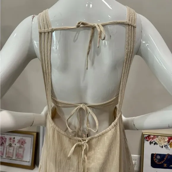 NWOT  Free People Auralie Maxi Dress Boho Long Cutouts StrappyCream