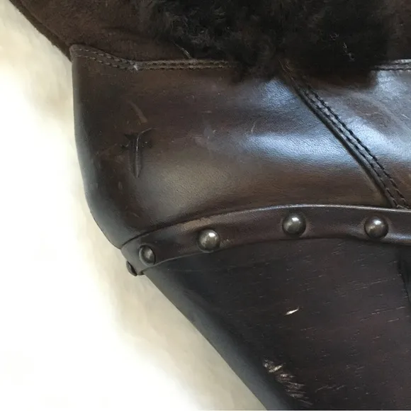 NWOT FRYE Ella shearling leather fold over boots