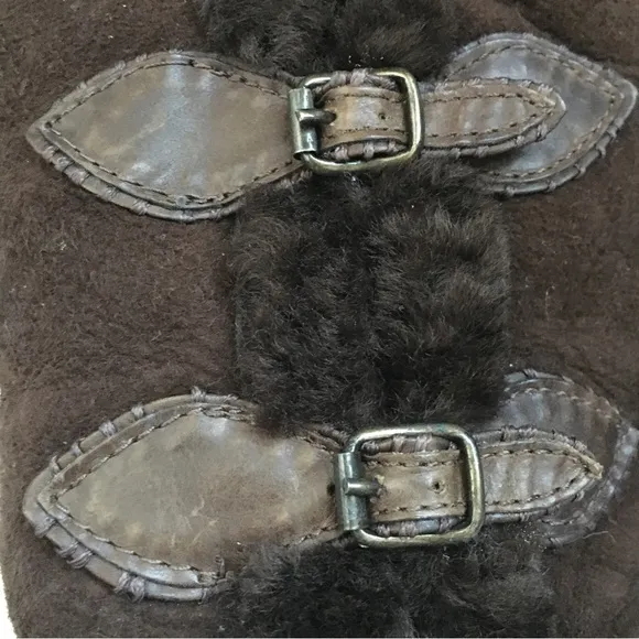 NWOT FRYE Ella shearling leather fold over boots