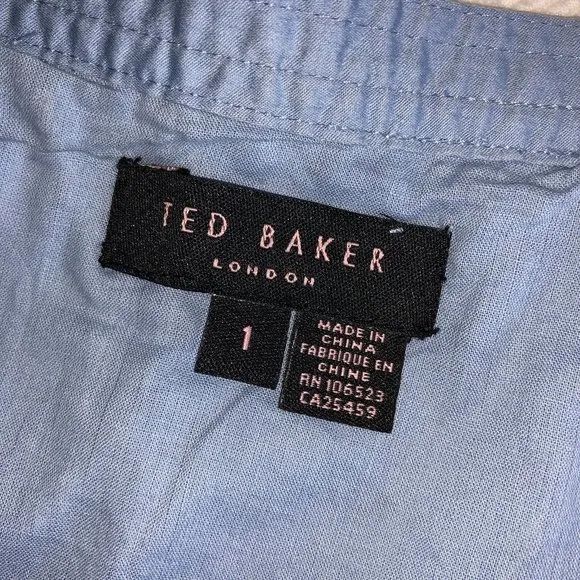 NWOT Ted Baker Beaded Cotton Sateen Skirt Blue Mauve Pink XS-S Size 1