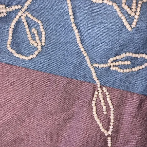 NWOT Ted Baker Beaded Cotton Sateen Skirt Blue Mauve Pink XS-S Size 1
