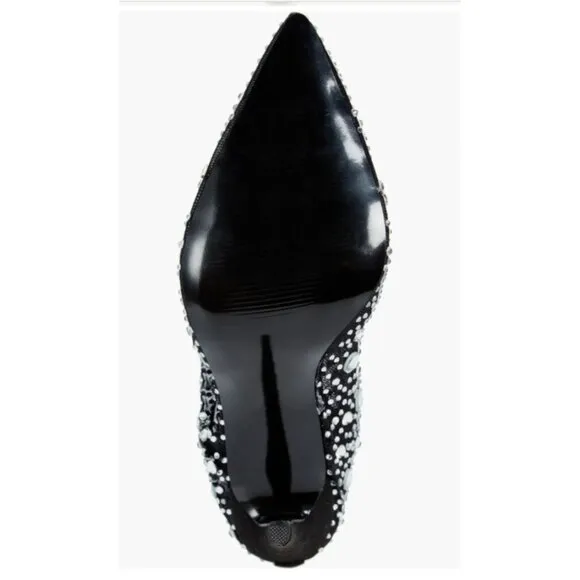 NWT $99 AZALEA WANG BLACK OPRY POINTED TOE EMBELLISHED STILLETO BOOTS SZ US 6