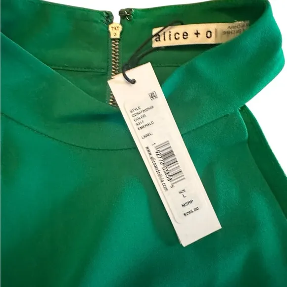NWT Alice   Olivia Emerald Green Susanna Halter A-line Mini Swing Dress, Size L